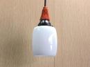 乳白硝子電燈笠　小タル型　真鍮銅古ホルダー　コード房付き　ISGK:03-10-F